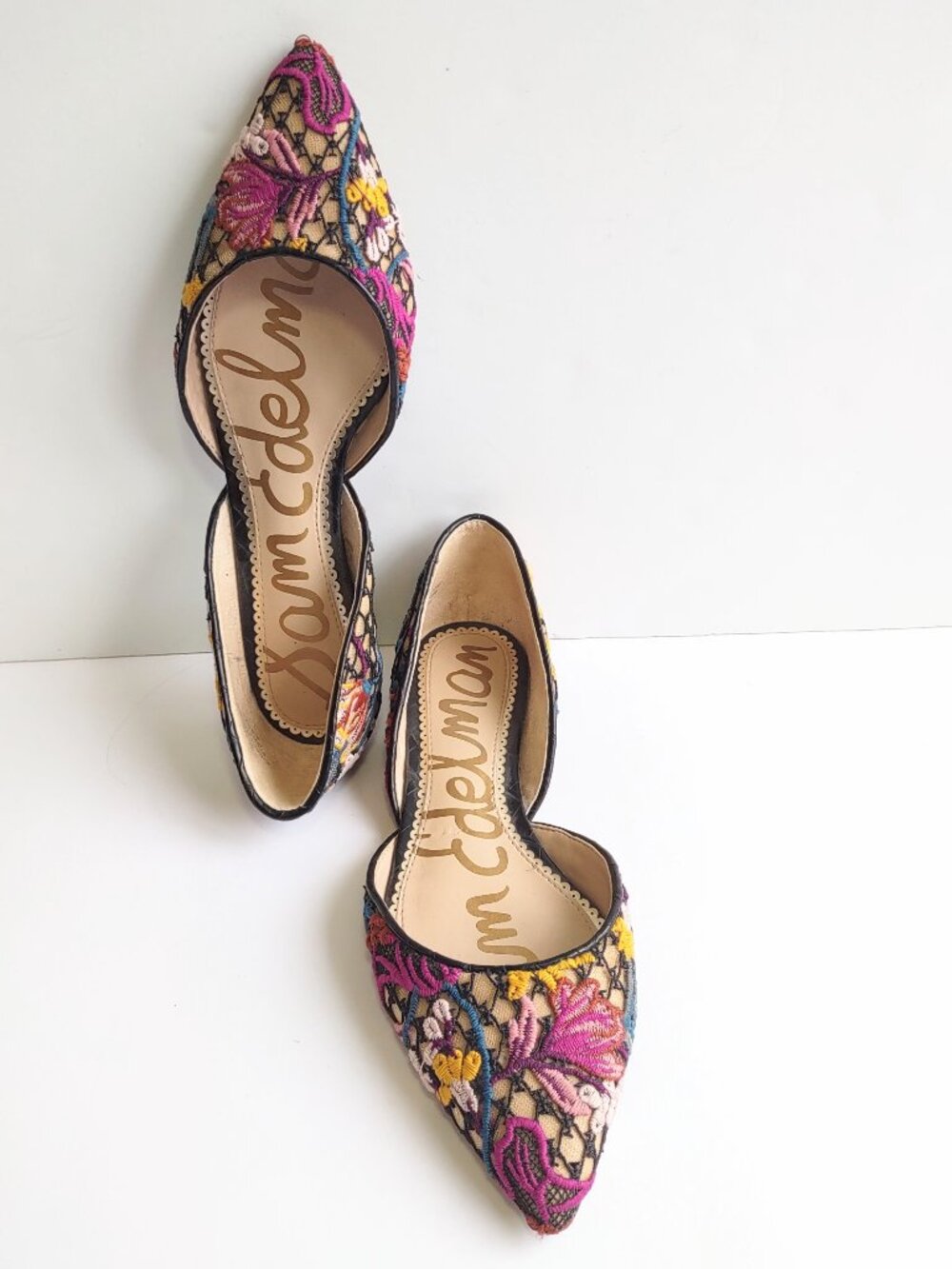 Sam Edelman Rodney Floral Embroidered d-Orsay Flats Size 8